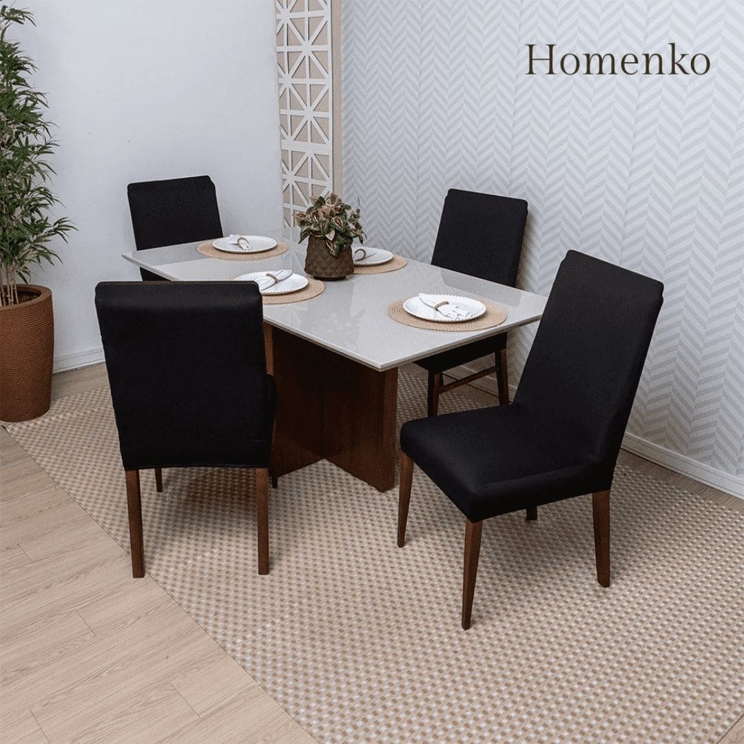 Kit Capa de Cadeira Preta - Homenko