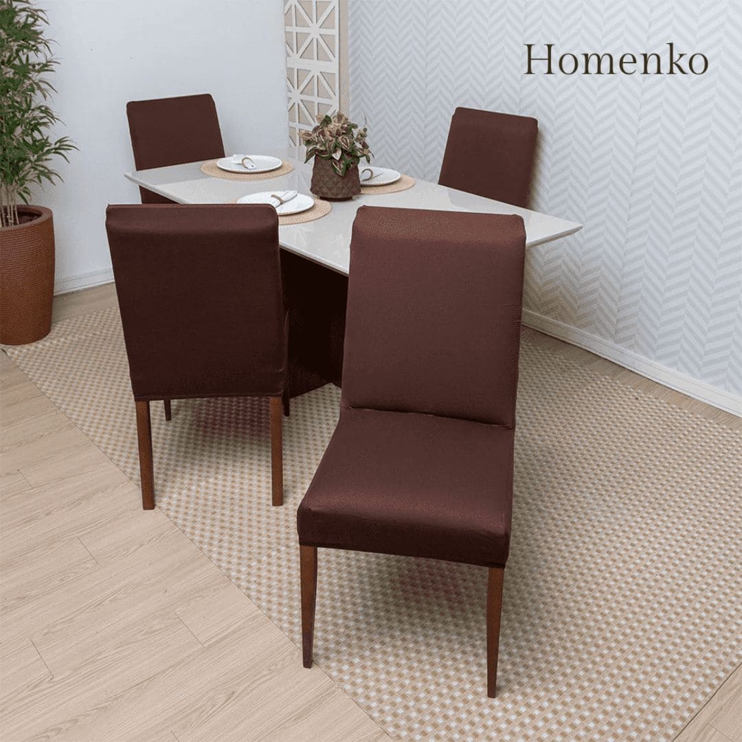 Kit Capa de Cadeira Marrom - Homenko