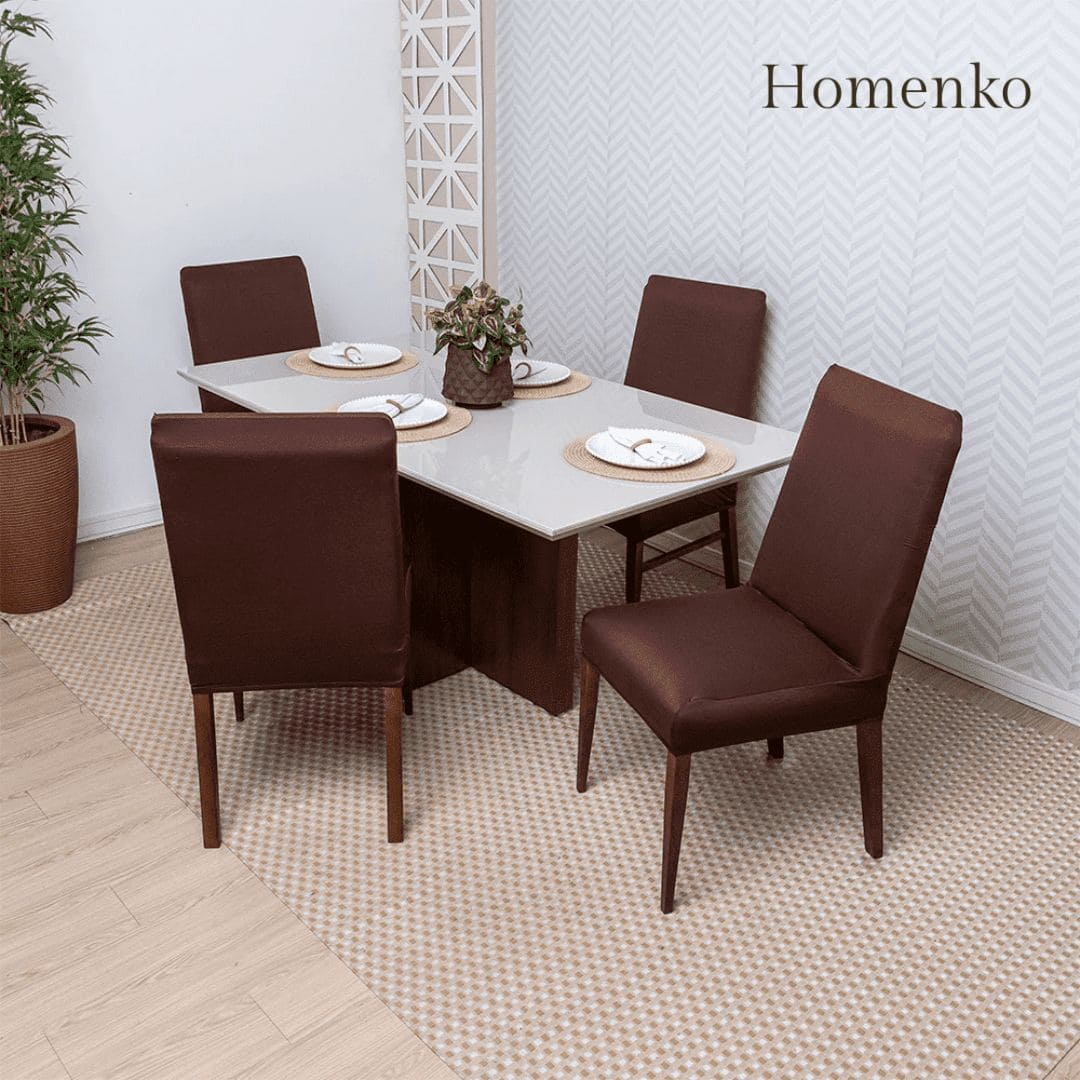 Kit Capa de Cadeira Marrom - Homenko