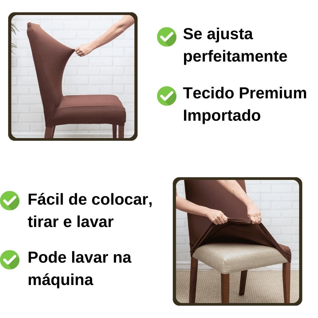 Kit Capa de Cadeira Marrom - Homenko