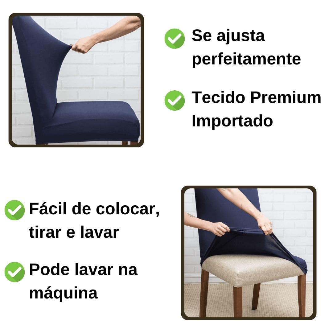 Kit Capa de Cadeira Azul Marinho - Homenko