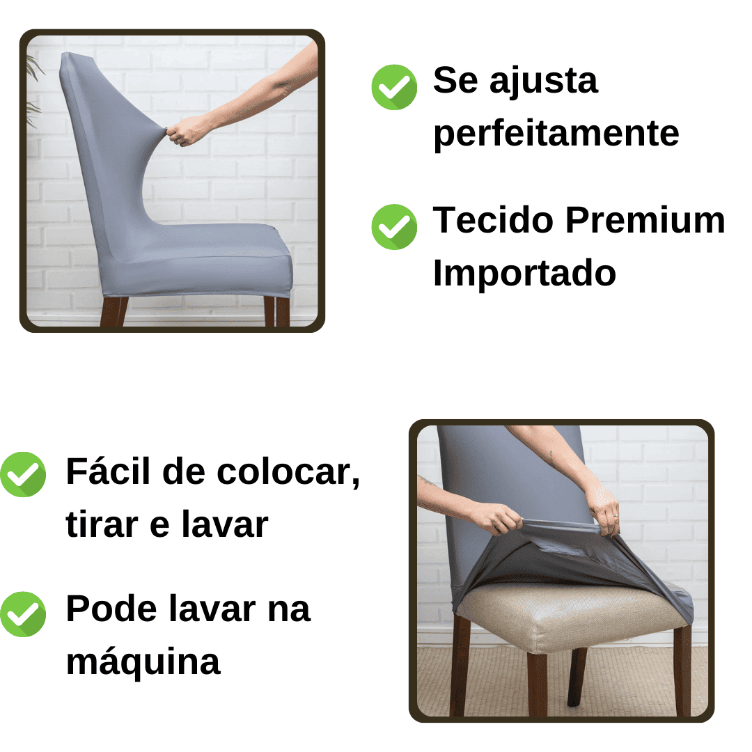 Kit Capa de Cadeira Cinza - Homenko