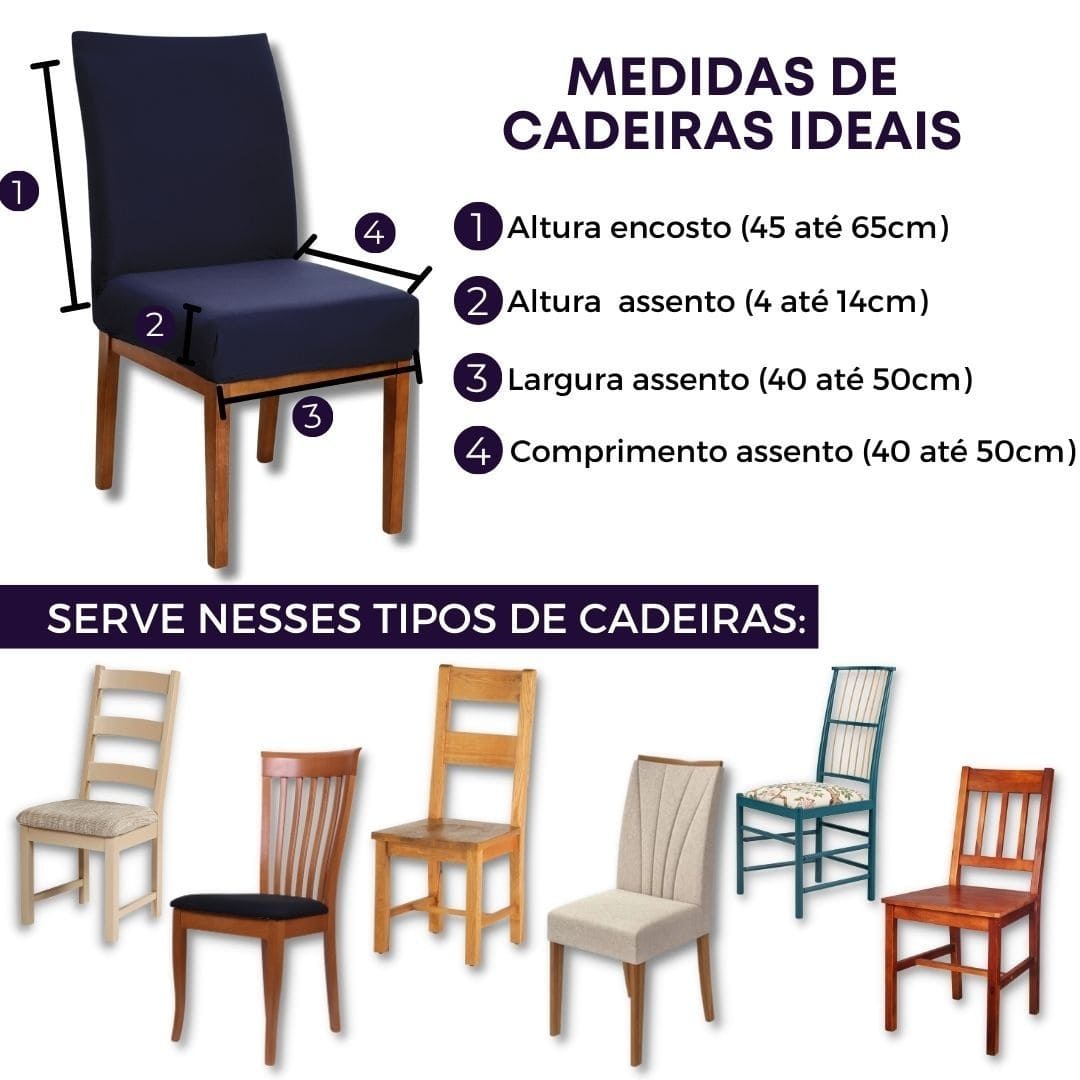 Kit Capa de Cadeira Azul Marinho - Homenko