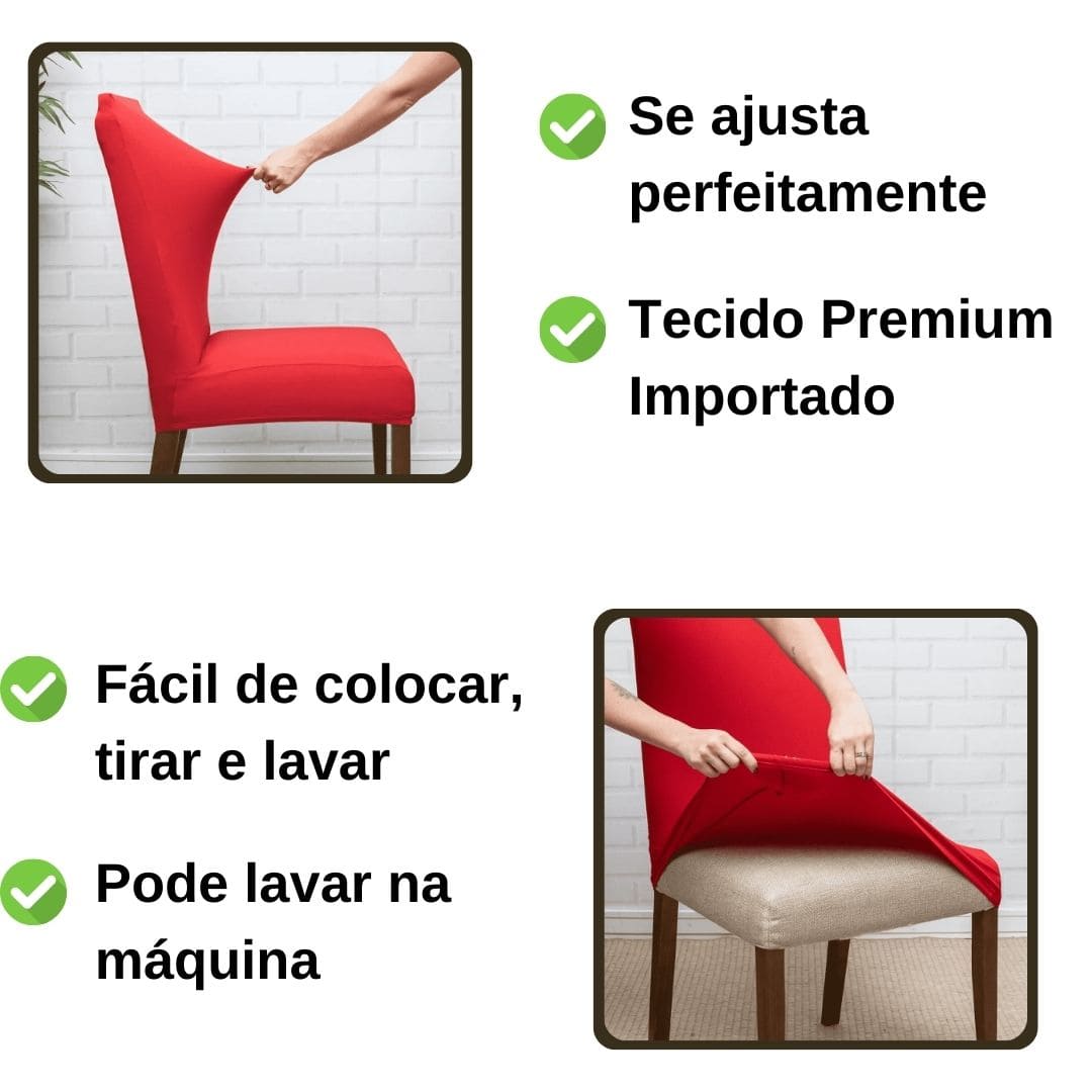Kit Capa de Cadeira Vermelha - Homenko