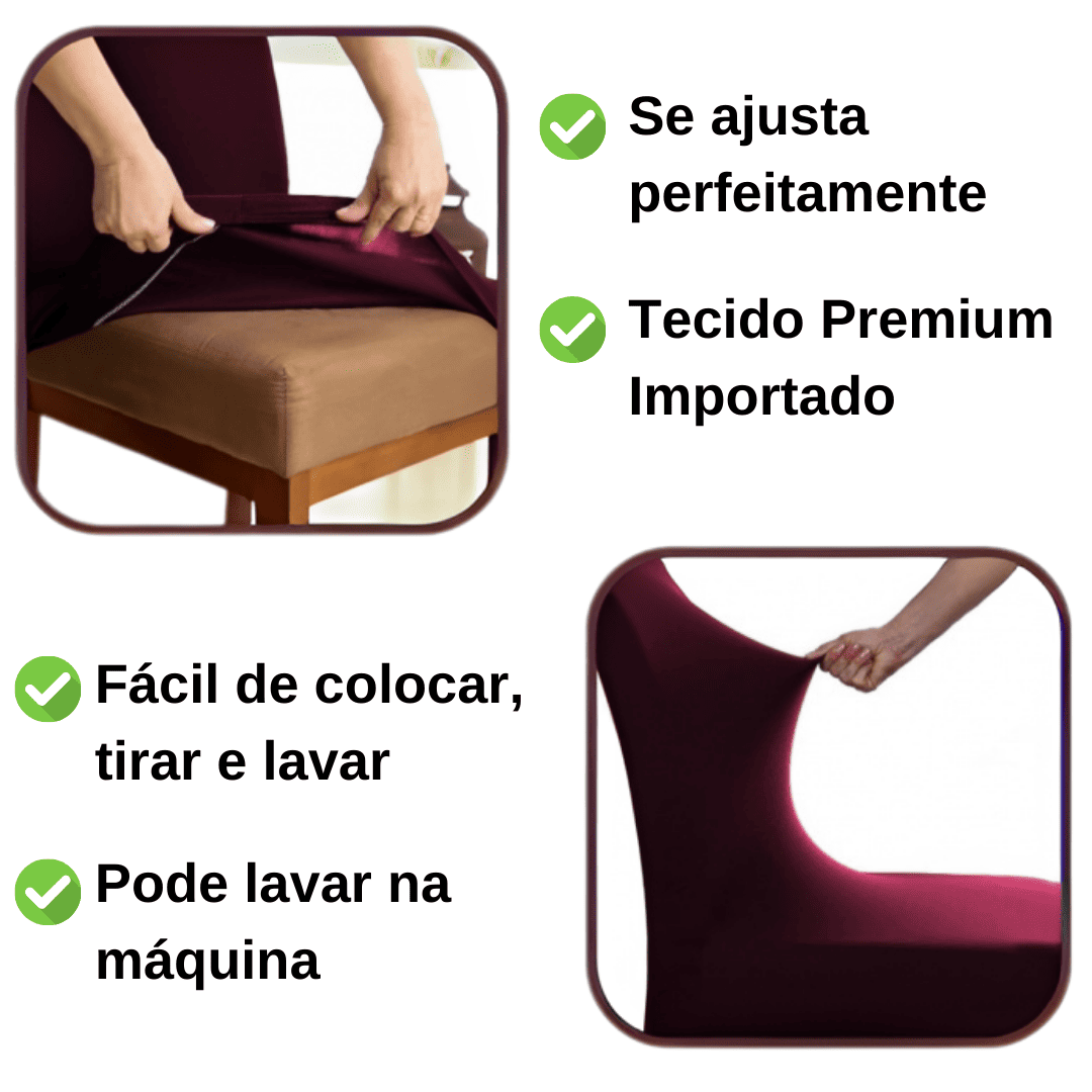 Kit Capa de Cadeira Vinho - Homenko